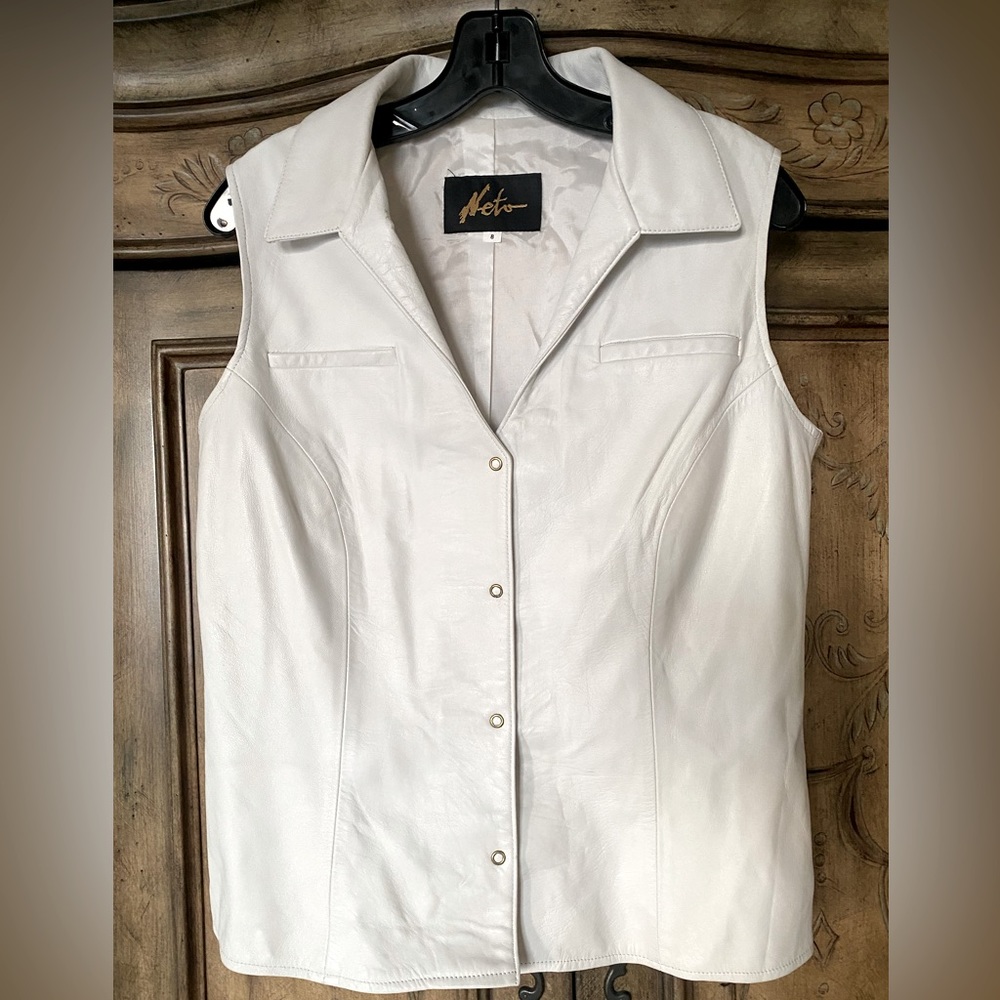 Vintage Neto White Leather Vest